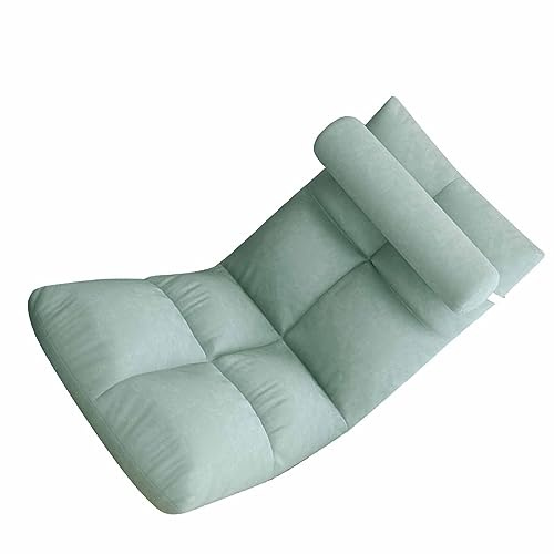 Bodenstuhl Faltbar mit Lendenkissen, Lounge-Sofa mit 5 einstellbaren Positionen und Rückenstütze, flauschig-weiches Sitzsack-Schlafsofa für den Boden zu Hause, im Wohnzimmer und im Schlafzimmer (Grün)