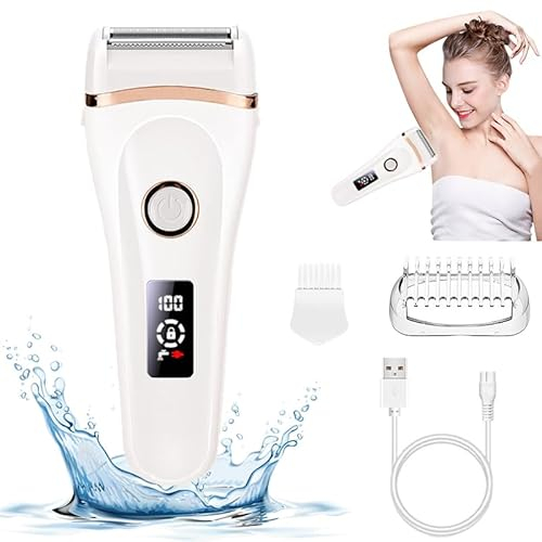 Rasoio elettrico da donna per donna – Bikini senza fili – Rasoio elettrico da donna senza dolore per uso bagnato e asciutto – Rasoio da donna ricaricabile per viso, labbra, braccio