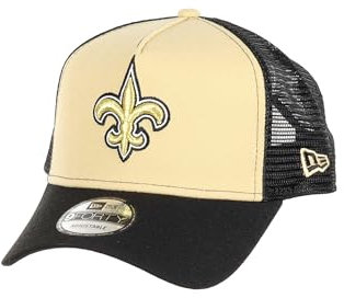 New Era New Orleans Saints NFL Two Tone Beige Schwarz Verstellbare 9Forty A-Frame Trucker Cap - One-Size