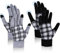 JFAN Handschuhe Damen Touchscreen Warme Strickhandschuhe Karierte Winter Thermohandschuhe 2 Paar für Skifahren Radfahren Outdoor(Schwarz+Hellgrau)