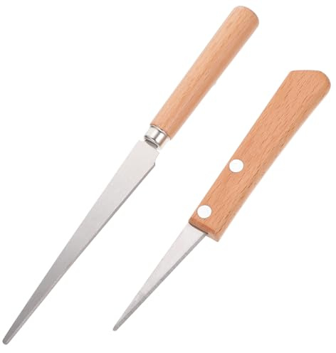 SEWACC Outils De Sculpture Sur Bois Et Argile Couteau De Modelage En Acier Inoxydable Avec Poignée En Bois 2 Pièces Pour Sculpture Céramique Poterie Et Travaux De Maquette
