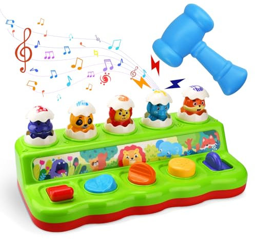 UCAMP Juguetes Niños 1 Año,Pop up Animales Juguetes Bebes,Juguetes Montessori con Música Y Sonidos,Juguete de Desarrollo con Botones Y Colores,Juguetes Pop up para Niños de 1, 2, 3 Años