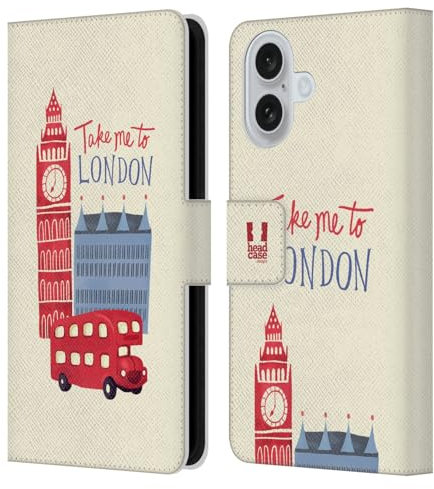 Head Case Designs Reise Das Beste Von London Leder Brieftaschen Handyhülle Hülle Huelle kompatibel mit Apple iPhone 16