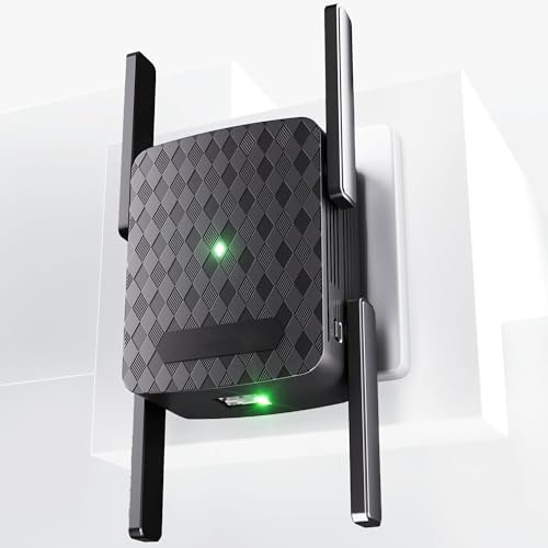 WiFi Extender Signal Booster for Home: Internet Repeater Dual-Band 2.4GHz Range Covers Up to 9800 Sq.ft and 256 Devices - Black