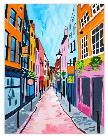 Artery8 Carnaby Street London Vibrant Colourful Painting Living Room Large Wall Art Poster Print Thick Paper 18X24 Inch