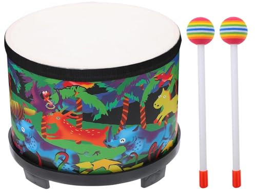 Tambour Tom au sol pour , instrument de percussion pour - Tambour de musique pour instrument à percussion de 8 pouces - Ensemble de batterie musicale en bois coloré pour avec 2 maillets pour , tout-pe