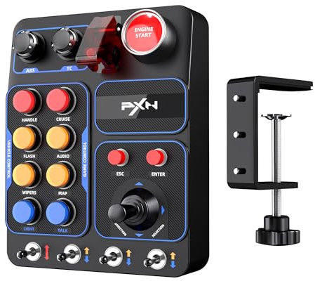 PXN CB1 Racing Button Box - Compatible V9 GEN2 & PC, 30 Programmable Buttons, Adjustable RGB Lighting, ABS Resin Material, Easy Installation, Suitable for Racing Simulator Games