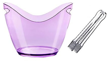 Cubo de hielo para bares domésticos Cubitera acrílica de 8 litros con pinzas for hielo, cubo de almacenamiento ovalado de tina de plástico, cubos de hielo for 2 botellas de vino o champán, cubo de hie