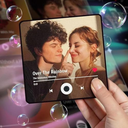 Custom Music Fridge Magnet Personalized Album Fridge Magnet Spotify Song Refrigerator Magnet with Photo, Built-in Music Can Play Songs Home Decoration Gifts for Couples Music Lovers