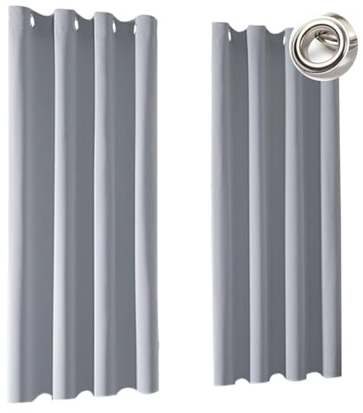 LIJIAO Verdunklungsvorhänge 2Er Set H80 x B60 cm Thermo Vorhang Gegen Kälte Und Hitze Verdunkelungsvorhang Thermovorhang 2Er Set für Wohnzimmer Schlafzimmer, Hellgrau