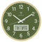 Foxtop Funk-Wanduhr Digital & Analog 30cm mit LCD-Anzeige – Digitale Funkuhr Wanduhr mit Temperatur, Datum, Wochentag Lautlose Küchenuhr für Wohnzimmer, Küche, Badezimmer- Green