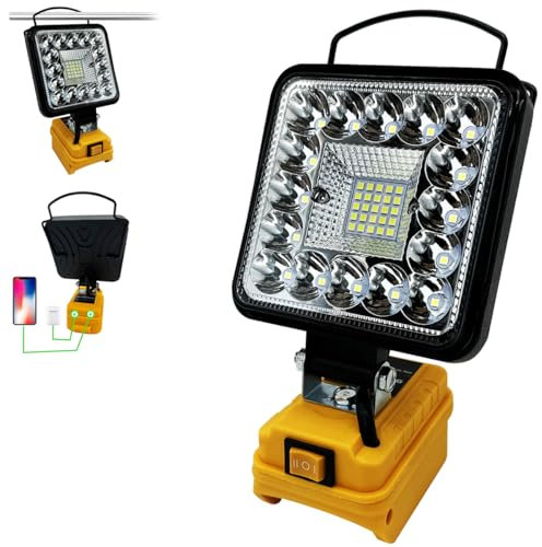 LED Work Light for Dewalt 18V Battery,Two Levels Adjustable Flood Light 48W 4800 Lumens with USB Charging Port,Portable Job Site Lighting for Work,Camping Replace for DCL050-XJ(No Battery)