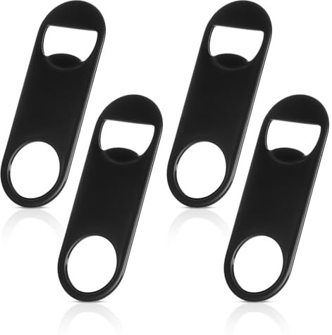 Nogeqi 4 Stück Edelstahl Flach Flaschenöffner, Schwarz Flacher Bieröffner Aus Rostfreiem Stahl, Flat Bottle Opener, Bierflaschenöffner Für Kühlschrank Für Küche Bar Restaurant Outdoor