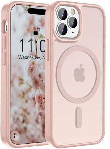 ORDA Magnetic Case for iPhone 15 Pro Case Compatible with MagSafe,for iphone 15 pro phone case Translucent Matte Back Slim,Military Grade Drop Proof Hard Back Protective Cover 6.1-light Pink