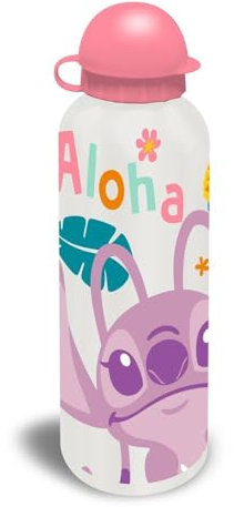 Disney Stitch Drinking Bottle for Kids – Lightweight 500ml BPA Free Aluminium Water Bottle with Flip Straw | Leakproof Reusable Bottle for School and Outdoor Use