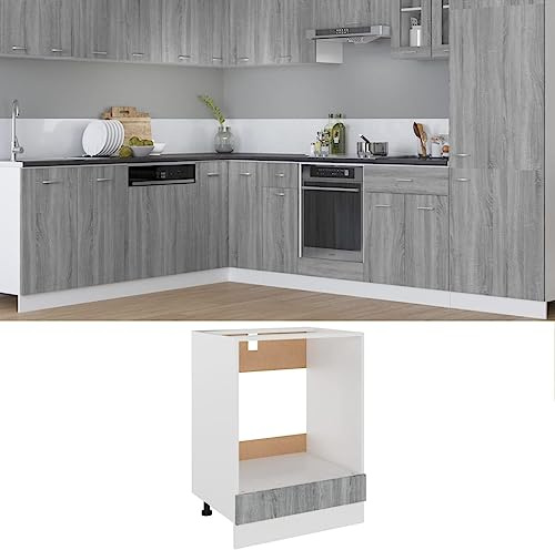 INLIFE Meuble de Four Riga Gris Sonoma 60 x 46 x 81,5 cm Bois d'ingénierie