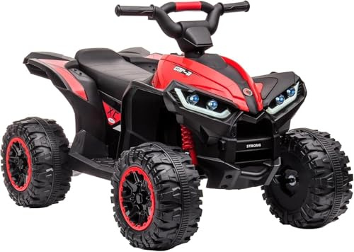 Quad Électrique Enfant 12v Avec Télécommande Parentale,Porteur Enfants Moteur Quad Avec 2 Vitesses Réglables, Musique, Klaxon & Phares LED | Voiture Électrique Tout Terrain Pour Enfants 3-8 Ans(Rouge)