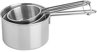 Mason Cash Lot de 3 en Acier Inoxydable empilage Cuisson Tasses à mesurer, Argent