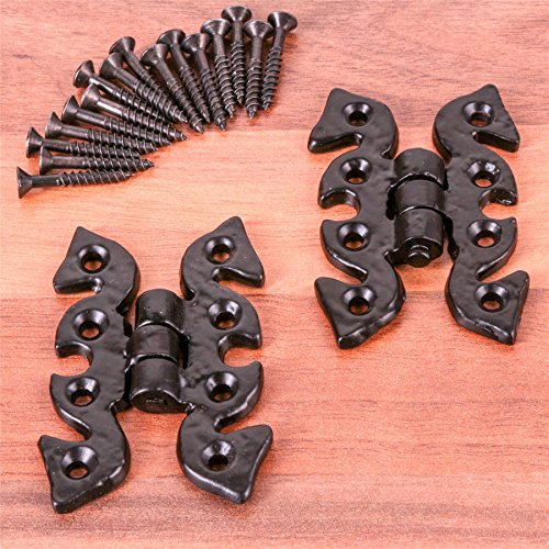 10x Pairs of Black Butterfly Hinges - Vintage Cabinet/Cupboard/Door Fixings