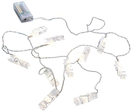 Northpoint LED Fotoklammer Lichterkette mit Batterie 10 Warmweiße Leuchtklammer Batteriebetrieben 175cm lang Timerfunktion