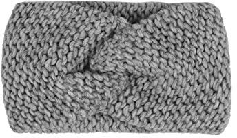 Zwillingsherz Stirnband mit Knoten - Hochwertiges Strick-Kopfband für Damen Frauen Mädchen - Wolle - Ohrenschutz - Haarband - warm weich und luftig für Frühjahr Herbst und Winter - hgr
