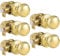 Probrico Polished Brass Passage Door Knobs, Interior Door Knobs, Round Keyless Door Knobs for Hallway and Closet, Stainless Steel Door Handles 5 Pack
