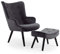 Menzzo Skandinavischer Sessel + Sitzsack Lylou Velours Schwarz