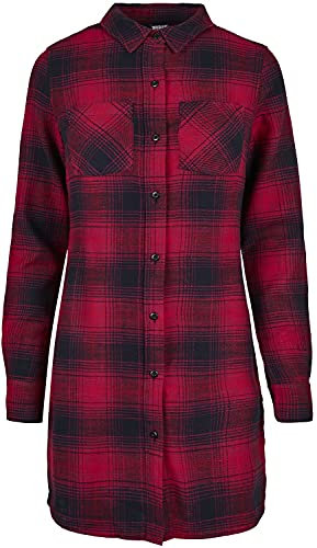 Urban Classics Femme Ladies Check Shirt Dress Robe, Bleu Foncé/Rouge, XXXXL