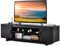 GIANTEX TV-Schrank TV-Board, Lowboard für Fernseher bis zu 65 Zoll, Fernsehschrank Fernsehtisch mit 2 offenen Ablagefächern & 2 Schranktüren, TV Kommode Holz, TV Lowboard Sideboard Dunkelgrau