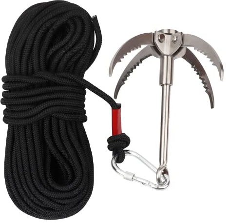 Kangmeile Edelstahl Survival-Greifer 400 kg Kletterhaken klappbar mit 20 m Hilfeseil Outdoor-Klettern und Erholung unter Wasser