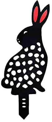 GNGR Osterhase, Schmiedeeisen, Gartendekoration, Hasenförmiger Garteneinsatz Gartensäulen Edelstahl (A, One Size)