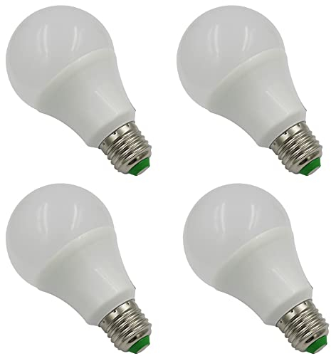 WeiXuan Juego de 4 bombillas LED E27, lámpara alimentada por energía solar, baja tensión AC 12V-24V 7W, luz tradicional equivalente 60W, para RV Camper Marine, juego de 4 (7W blanco cálido)