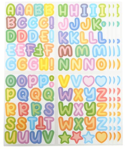 Letter Stickers 360PCS Small Alphabet Stickers Self Adhesive Coloured Letters Vinyl Alphabet Decals Stick On Letters for DIY Craft Scrapbooking Greeting Cards Water Bottles, 1.5cm