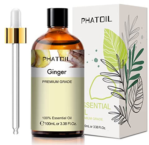 PHATOIL Aceites Esenciale de Jengibre 100 ml, Aceite Esencial de Aromaterapia, Aceite Esenciales para Humidificador, Difusor