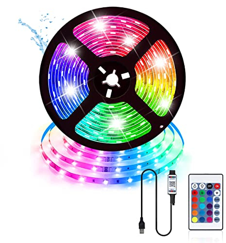 vinmooog Striscia LED 5M Striscia LED TV strisce LEDluci LED camera da letto,led rgb 5050USB conTelecomando a 25Tasti Colorati Dimmerabile per Interni,Camera da Letto,Decorazioni,TV Retroilluminazione