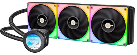 Thermaltake TOUGHLIQUID Ultra 420 RGB CPU Liquid Cooler, AMD(AM5/AM4) Intel(LGA 1700/1200), 2.1 Inch Rotational LCD Display 2000RPM Radiator Fan, TT RGB Plus 2.0. Software, CL-W370-PL14SW-A,Black
