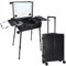 EBANKU Kosmetikkoffer Trolley Schminkkoffer, 24in Rolling Makeup Train Case Professionelle Künstler Kosmetik Organizer Box mit Spiegellichtern Nail Tech Organizer Storage, 6 Display-Tasten (Schwarz)