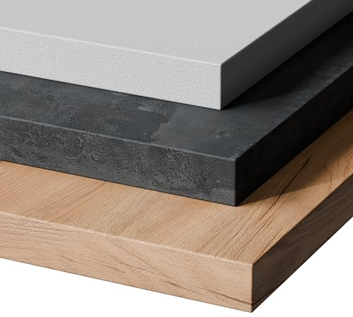 Planetmöbel STILO Tischplatte 140 x 80 Schreibtischplatte geeignet für höhenverstellbare Schreibtische, Esstisch, 32 mm Double Up, weiß grau