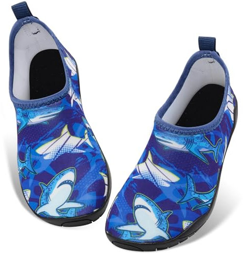 WAWSAM Chaussures Aquatiques pour Enfants Garçons Chaussures de Plage à Semelle Epaisse Requin Antidérapante Léger Confortable Chaussettes d'eau pour Surf Chaussures Aqua