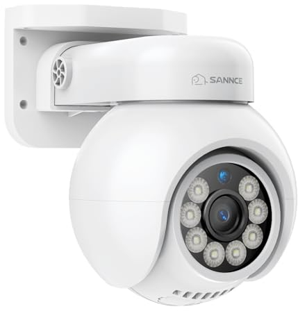 SANNCE 4K PoE Security Camera Outdoor, CCTV IP Camera 8MP, 350° Pan 90° Tilt Surveillance PT Camera, Human Vehicle Detection, Two-Way Audio, Auto Tracking, Colour Night Vision, NO Adaptor