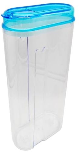 Tradineur - Recipiente reutilizable de plástico con tapa, bote de almacenaje, pasta, cereales, legumbres, frutos secos, café, fabricado en España - 2,35 litros - 29,5 x 15,5 x 7,7 cm - Color aleatorio