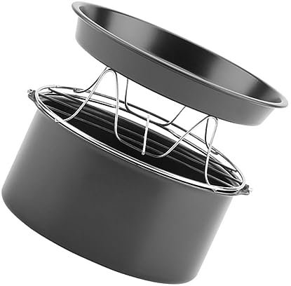 Garneck Air Fryer Zubehör Backform Set Aus Edelstahl Mit Kuchen Pizzapfanne Dampfrost Für Heißluftfritteuse Backzubehör Für Vielseitiges Kuchen Grillzubereiten