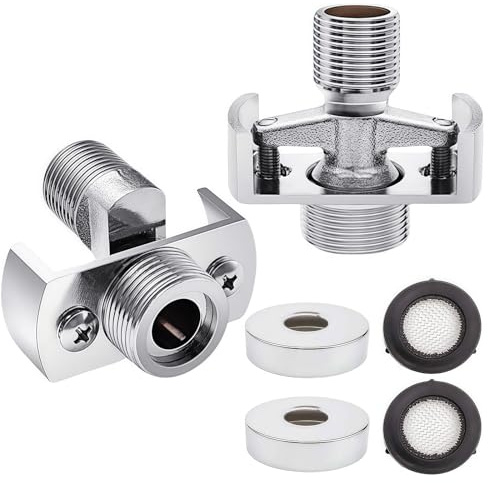 2 Stücke Duscharmatur Adapter Verstellbar, Verstellbarer Duschhahn Adapter, Kurzer Duscharmatur-Adapter, Duschkopf Zubehör für Abgewinkelten, für Einstellen Wasserventils, Wasserleckprobleme