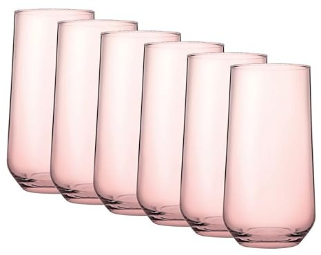 Queensway Home & Dining Coloured Glassware Set - Highball & Tumbler Drinkware for Cocktails, Juice, Water - Stylish Tall & Short Glasses for Everyday Use - Durable 425/470ml Glass