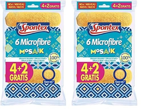Spontex Mosaik - Pack de 6 Bayetas de Microfibra (Paquete de 2)