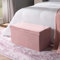 OHS Rectangle Ottoman Storage Box, Matte Velvet Padded Foldable Bench with Hidden Storage & Lid Upholstered Footrest For Living Room & Bedroom Space Saving Organising Box, Pink
