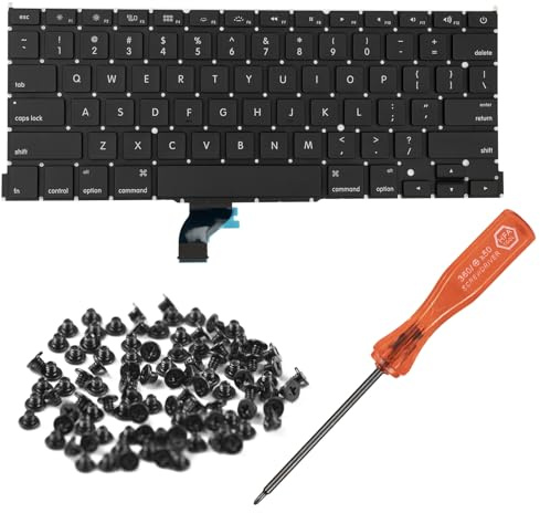 HAWSON US A1502 - Teclado de repuesto para MacBook Pro Retina de 13 pulgadas A1502 de finales de 2013 a principios de 2015, diseño de EE. UU. con tornillos de teclado y destornillador