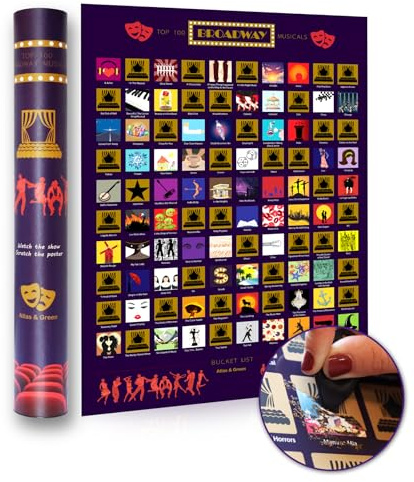 Atlas & Green Top 100 Rubbel-Musical-Poster | Geschenk-Tube mit Filmposter-Aufklebern