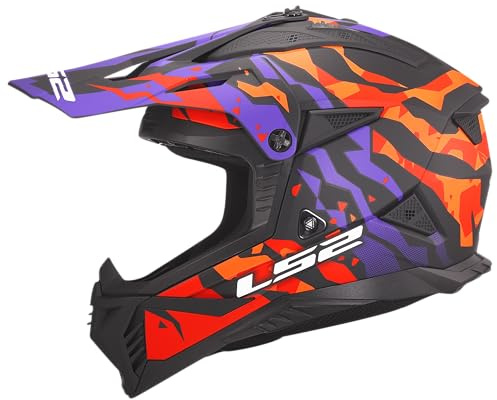 LS2, Motocross Helm FAST II GROTESK Purple Orange, XXL