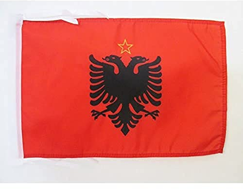 AZ FLAG Bandera de la REPÚBLICA SOCIALISTA Popular DE Albania 1946-1992 45x30cm - BANDERINA Enver HOXHA 30 x 45 cm cordeles